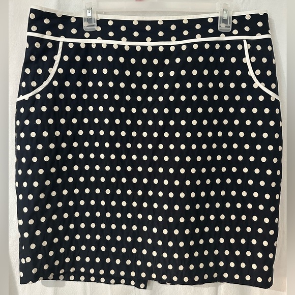 Vintage Eloquii Navy and White Polka Dot Pencil Skirt 50s/60s Retro - Picture 10 of 12